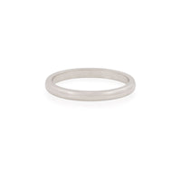 Front view of the Timeless Love 2mm Wedding Band in 14k white gold, a thin, polished wedding band.